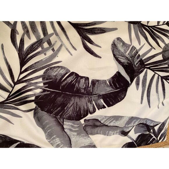 Decorative Pillow Covers 19 x 19 Set of 2 Tropical Palm Leaves Black White Tan - Picture 3 of 7